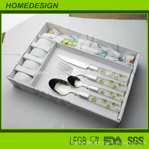 coloured plastic handle cutlery set with napkin 24pcs